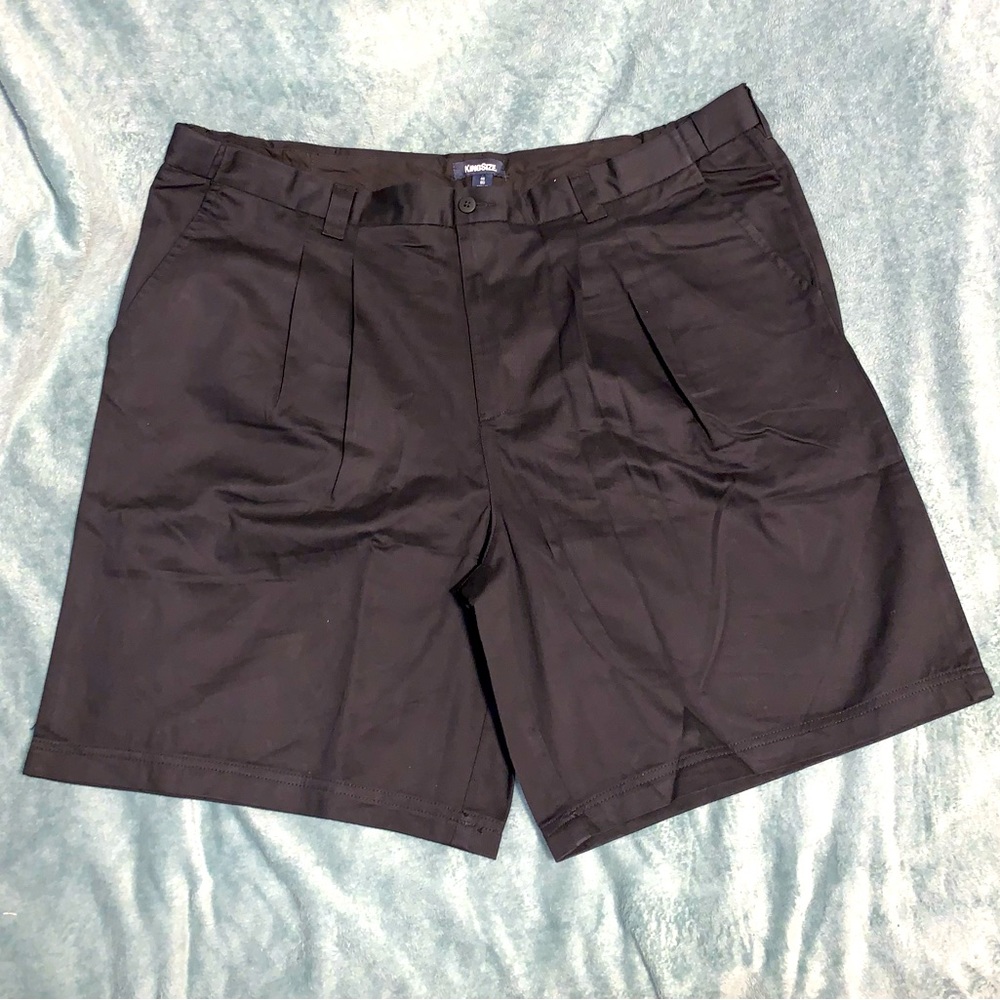 King Size Casual Pleated Comfort Waist Shorts Black Size: 48  Big and Tall